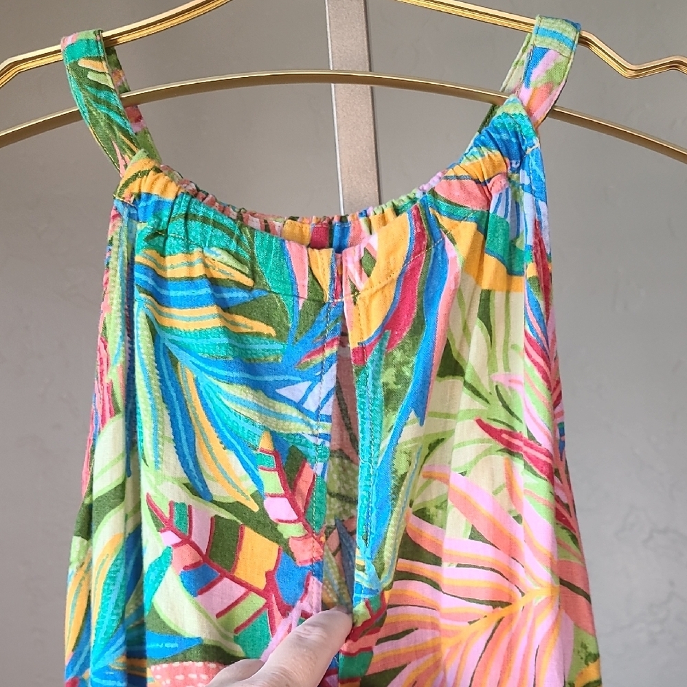 C&C California Vibrant Multicolor Mini Dress Sleeveless Coverup Linen Blend - Picture 7 of 11